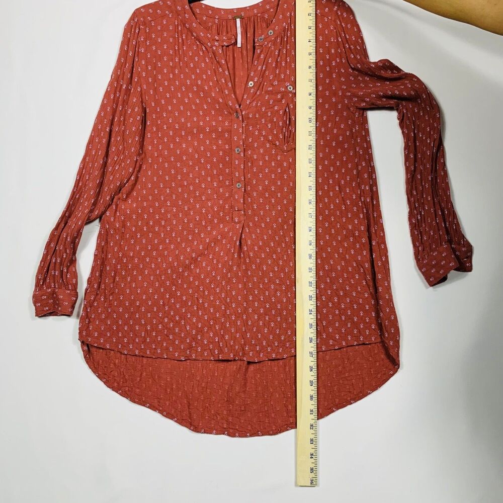 Free People Shirt Womens XS TP Boho Sienna High Low Long Sleeve Peasant Bohemian - Picture 8 of 10